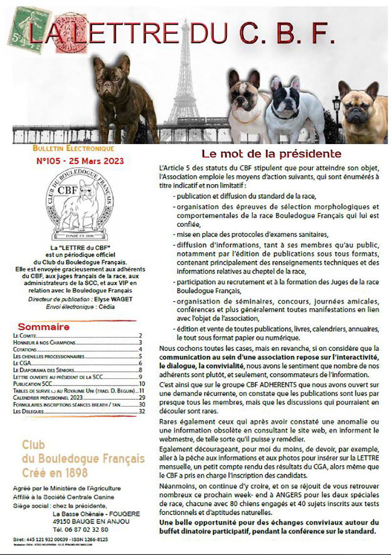 La Lettre du CBF au format PDF