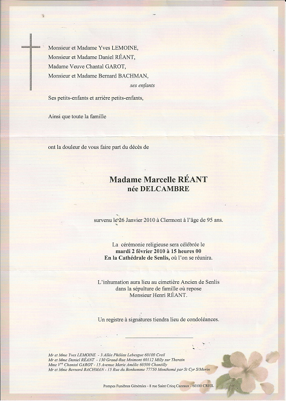 Faire-part de d&eacute;c&egrave;s