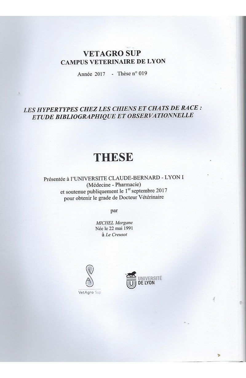 MICHEL (Morgane), Les hypertypes chez les chiens et chats de race : étude bibliographique et observationnelle, VetAgro Sup, Univ. Lyon I, 2017
