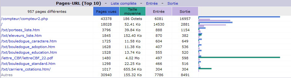 Janvier 2015. Top 10 des Pages vues.